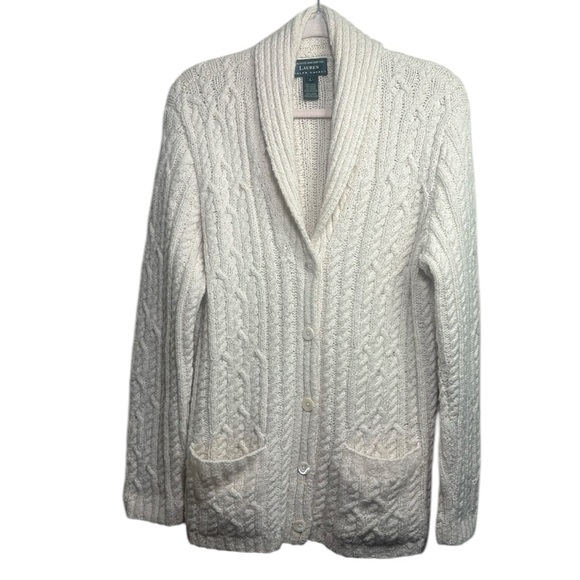 Vintage Ralph Lauren Fisherman Wool Cardigan Chunky Coastal Grandma Preppy - Picture 3 of 6